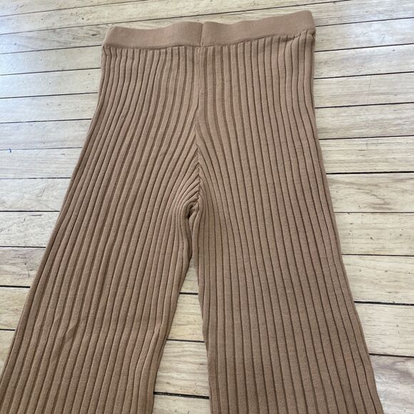 ASOS Design Pants Women 6 Tall Brown Knit Stretch High Rise Flare Ribbed Sweater - Picture 4 of 16